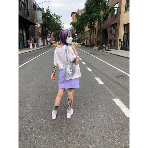 Holographic Clear Tote | Hashtag Heart Appliqué Iridescent Bag - Picture 5 of 7